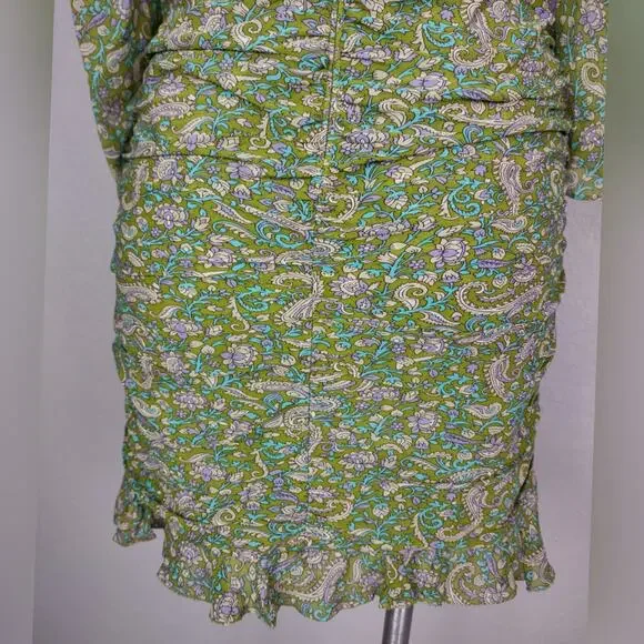 VERONICA BEARD Shala Ruched Paisley Ruffle Dress Size 4 - Picture 13 of 16